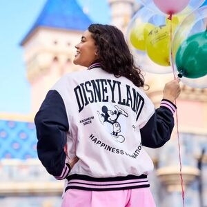 NWT Disneyland Pink And Black Varsity Jacket